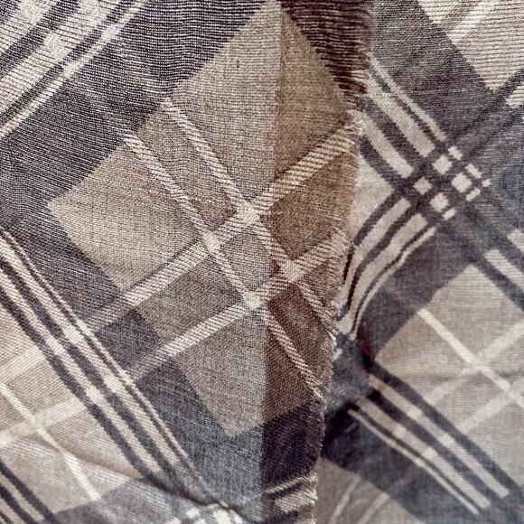 Vintage Lauren Ralph Lauren Brown Plaid Wool Scarf Rhinestone Crest - Picture 4 of 8